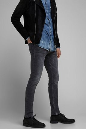 شلوار جین طوسی مردانه پاچه تنگ Jack & Jones - کد 744374771
