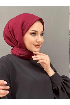 شال زرشکی زنانه پنبه ای ŞURA ŞAL - کد 744517497