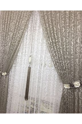 پرده زمینه قهوه ای پلی استر CEYLANLAR - کد 743768369