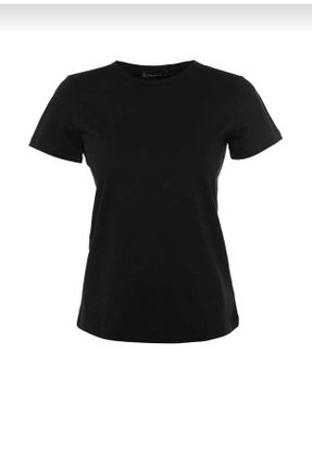 تی شرت مشکی زنانه ریلکس یقه گرد بیسیک کد 743970333