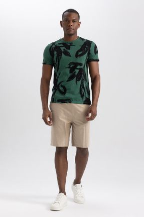 تی شرت سبز مردانه پنبه (نخی) یقه گرد رگولار تکی کد 744009741
