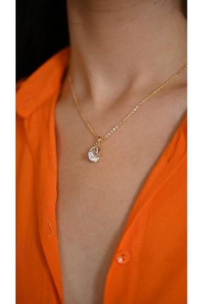 گردنبند جواهر طلائی زنانه برنجی TÜKKAN ACCESSORİES - کد 744171609