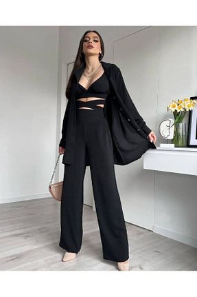 ست بالاتنه و پائین تنه مشکی زنانه بافتنی LAST POINT LİFE - کد 744171746