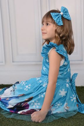 لباس آبی بچه گانه بافتنی رگولار بند دار پارتی کد 744438493