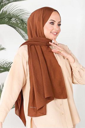 شال قهوه ای زنانه پنبه ای ŞURA ŞAL - کد 744246274