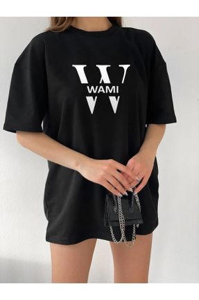 تی شرت مشکی زنانه اورسایز یقه گرد پنبه (نخی) تکی کد 744733464