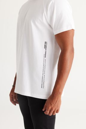 تی شرت سفید مردانه رگولار یقه گرد تکی کد 745204005
