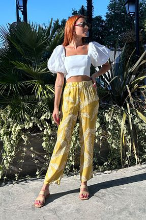شلوار زرد زنانه ویسکون Dahlia Bianca - کد 745207489