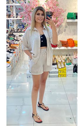 ست بالاتنه و پائین تنه بژ زنانه بافتنی TUĞBALİ - کد 745216279