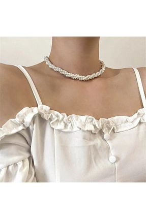 گردنبند جواهر سفید زنانه مروارید MODAMAYS - کد 745525715