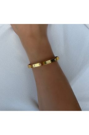 دستبند استیل طلائی زنانه فولاد ( استیل ) کد 745570122