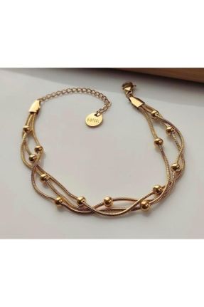 دستبند استیل طلائی زنانه فولاد ( استیل ) کد 327257579