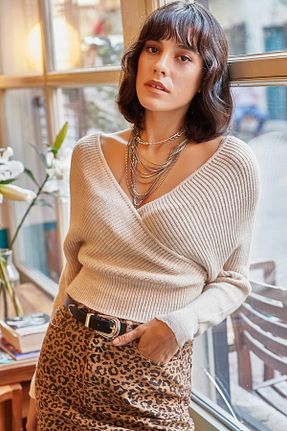 پلیور بژ زنانه ساده Olalook - کد 32234107