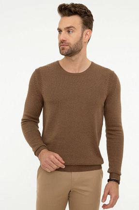 پلیور قهوه ای مردانه ساده Pierre Cardin - کد 32987120