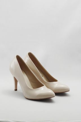 کفش پاشنه بلند کلاسیک بژ زنانه چرم لاکی پاشنه متوسط ( 5 - 9 cm ) پاشنه ضخیم کد 32537708