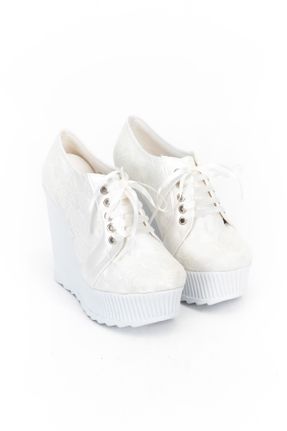 کفش پاشنه بلند پر سفید زنانه پاشنه بلند ( +10 cm) پارچه نساجی پاشنه پر کد 33021198