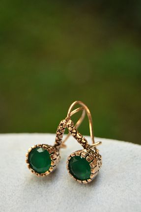 گوشواره جواهر سبز سنگ طبیعی Stoneage - کد 31901116