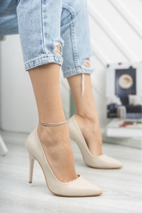 کفش مجلسی بژ زنانه چرم مصنوعی پاشنه بلند ( +10 cm) پاشنه نازک کد 96489064