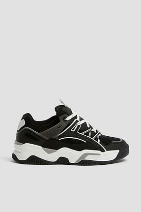 کفش اسنیکر مشکی مردانه چرم اصل Pull & Bear - کد 35545035
