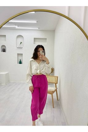 شلوار صورتی زنانه کتان AF FASHİON - کد 744684711