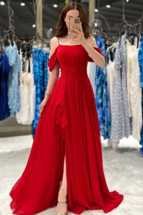 لباس مجلسی قرمز زنانه آستر دار کد 744814183