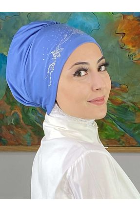 روسری آبی کرپ BUTİKAMBAR - کد 744826381