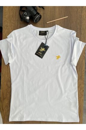 تی شرت سفید زنانه رگولار یقه گرد کد 741199236