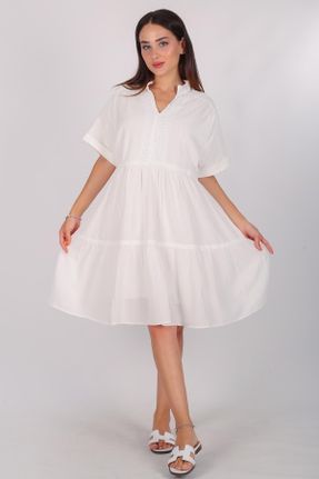لباس سفید زنانه بافتنی رگولار آستین-کوتاه کد 745343472