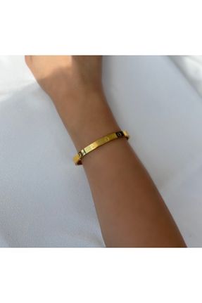 دستبند استیل طلائی زنانه فولاد ( استیل ) کد 745570122