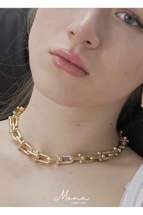 گردنبند جواهر طلائی زنانه روکش طلا MONA JEWELRY - کد 698034484