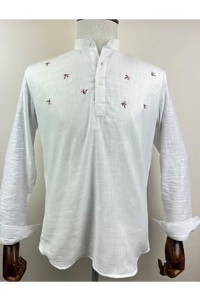 پیراهن سفید مردانه اسلیم فیت MEGALDİ - کد 743404449