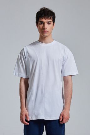 تی شرت سفید مردانه اورسایز یقه گرد بیسیک کد 746181869
