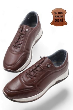 کفش کژوال قهوه ای مردانه چرم طبیعی پاشنه کوتاه ( 4 - 1 cm ) پاشنه ساده کد 743208548