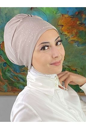 روسری طوسی کرپ BUTİKAMBAR - کد 744826524