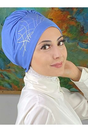 روسری آبی کرپ BUTİKAMBAR - کد 744827305