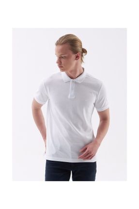 تی شرت سفید مردانه یقه پولو کد 744736117