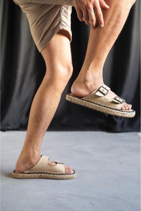 دمپائی بژ زنانه چرم مصنوعی پاشنه ساده پاشنه کوتاه ( 4 - 1 cm ) کد 745175088
