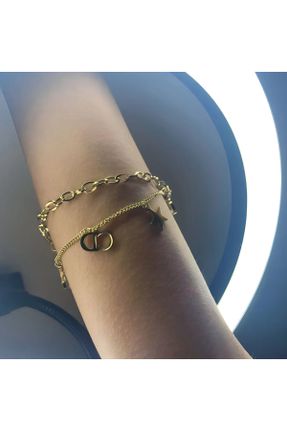 دستبند استیل طلائی زنانه فولاد ( استیل ) کد 745688922