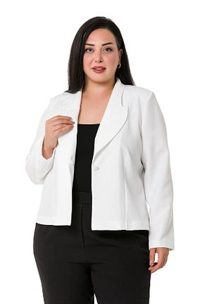 کت سایز بزرگ سفید زنانه پلی استر DISENTIS MODEST - کد 745777512