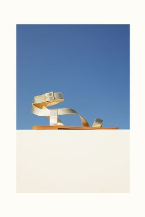 صندل طلائی زنانه پاشنه پلت فرم پاشنه کوتاه ( 4 - 1 cm ) پلی اورتان کد 674367260