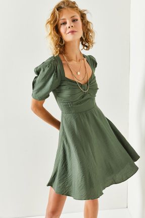 لباس خاکی زنانه بافتنی پلی استر رگولار بند دار کد 746304218