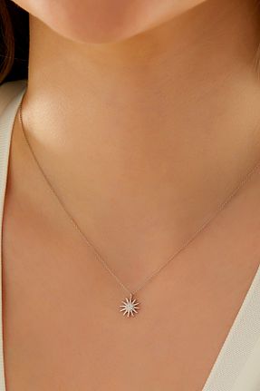 گردنبند طلا سفید زنانه 14 عیار MİLET KUYUMCULUK - کد 746384413