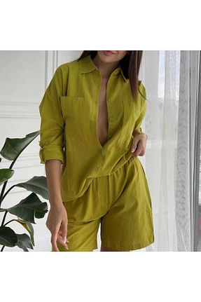 شلوارک و برمودا سبز زنانه فاق بلند LAREN SELİN - کد 746632478