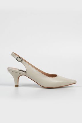 کفش پاشنه بلند کلاسیک بژ زنانه چرم پاشنه نازک پاشنه متوسط ( 5 - 9 cm ) کد 747241559
