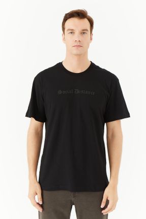 تی شرت مشکی مردانه رگولار یقه گرد کد 747448775