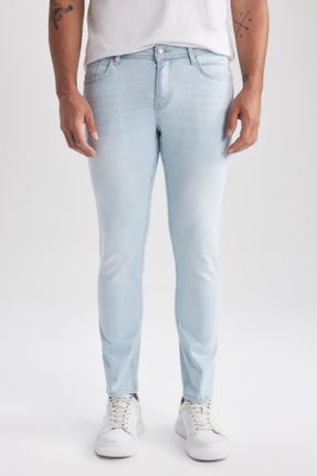 شلوار جین آبی مردانه پاچه تنگ پنبه (نخی) استاندارد کد 689319902