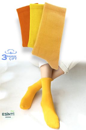 جوراب زرد مردانه پنبه (نخی) 3