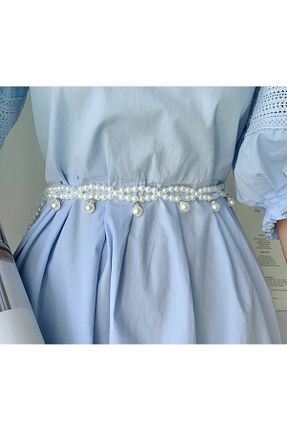 کمربند سفید زنانه زنجیر es moda shop - کد 746288479