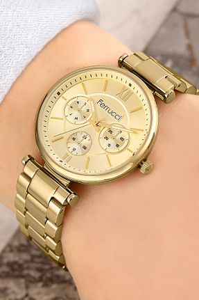ساعت مچی طلائی زنانه 31-35 میلی متر Ferrucci - کد 220296700