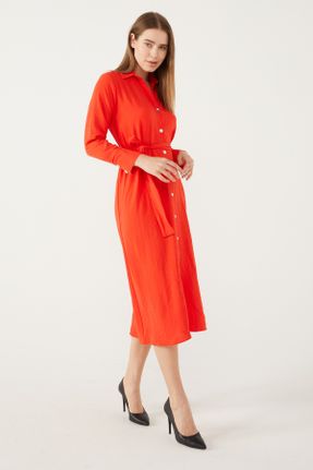 لباس نارنجی زنانه بافتنی رگولار آستین-بلند کد 746696310